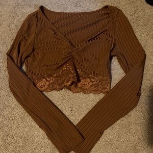 Brown lace long sleeve